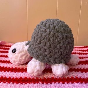 Super Cute Crochet Plush Turtle White & Green 5”